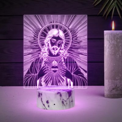 Jesus 3D Illusion Night Lamp with Automatic Color Changing Light  Gift for Christian Friend  Christmas Decor Light  Home & Office Decor Light